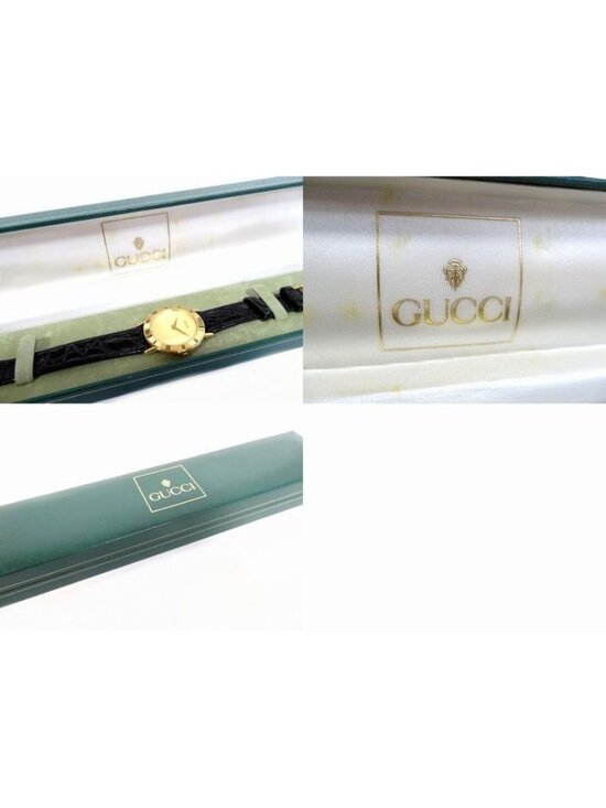 Gucci Antique Watch Quartz Leather Gold Color Dial